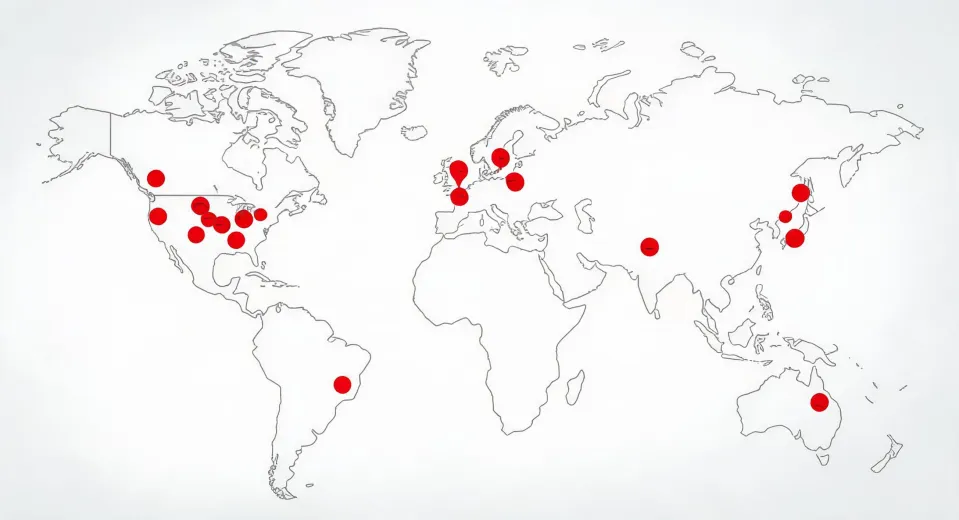 XCMG regional parts hub and dealer map illustration